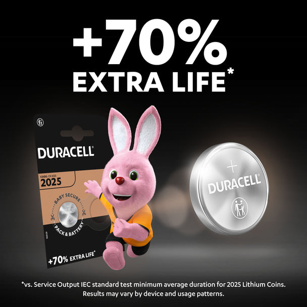 Duracell DL2025 CR2025 Lithium Coin Cell Batteries | 4 Pack