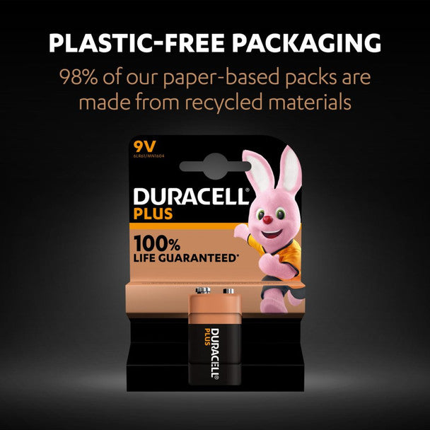 Duracell Plus 9V PP3 6LR61 Battery | 1 Pack