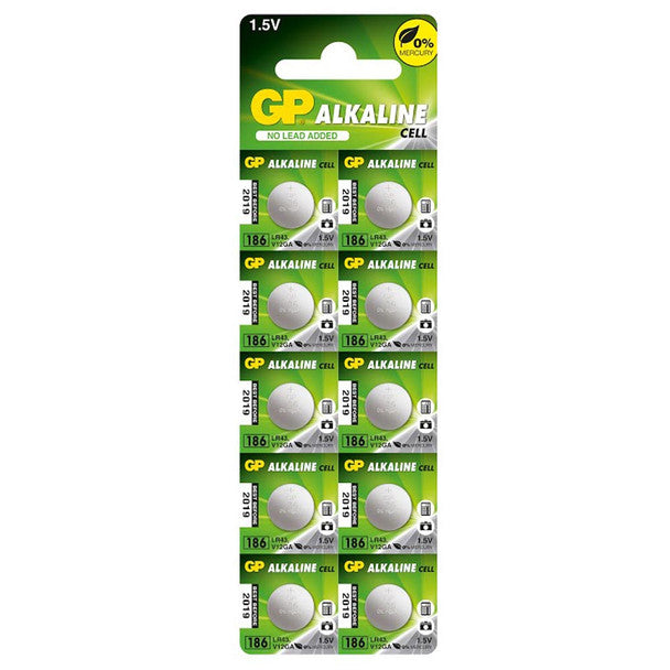 GP 186 LR43 Button Cell Batteries | 10 Pack