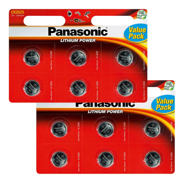 Panasonic CR2025 Coin Cell Batteries | 12 Pack