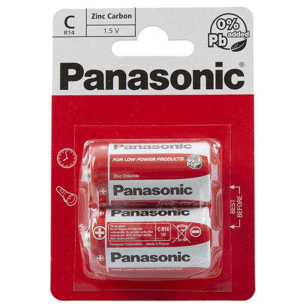 Panasonic Zinc C LR14 Batteries | 2 Pack
